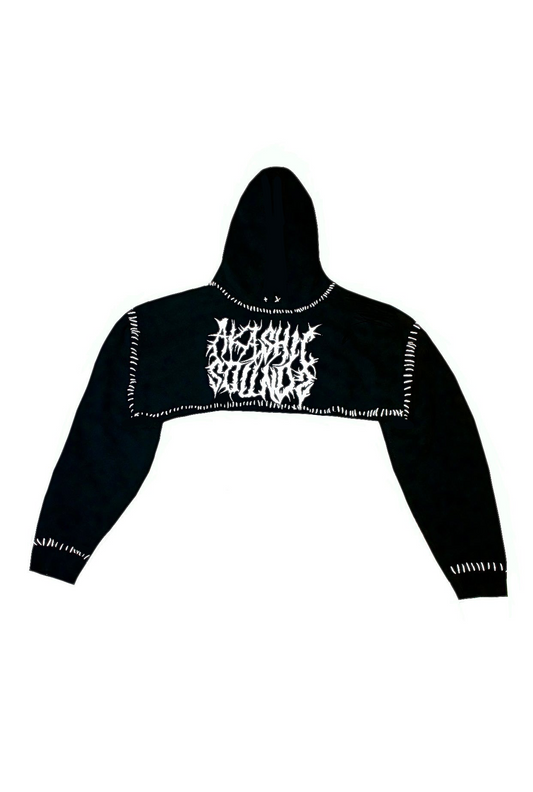 Metal Band Font Cropped Hoodie