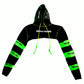 Striped Distressed Cropped Hoodie