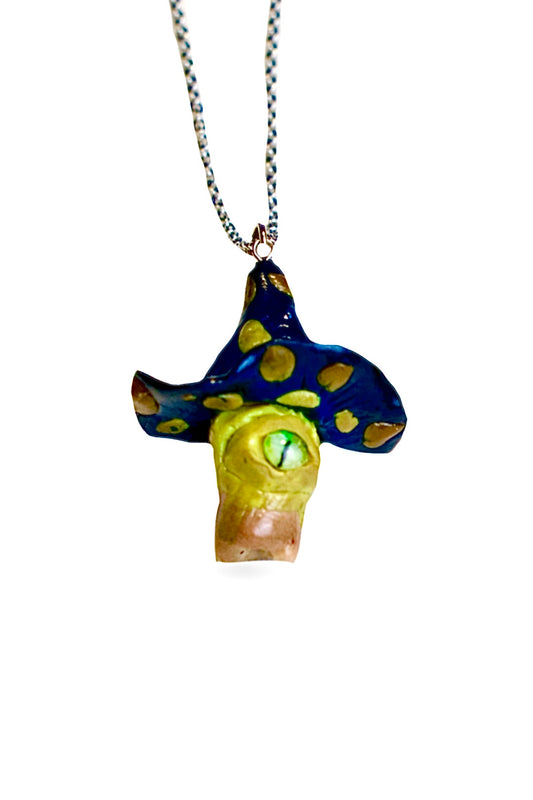 Blue Cap Mushroom Necklace